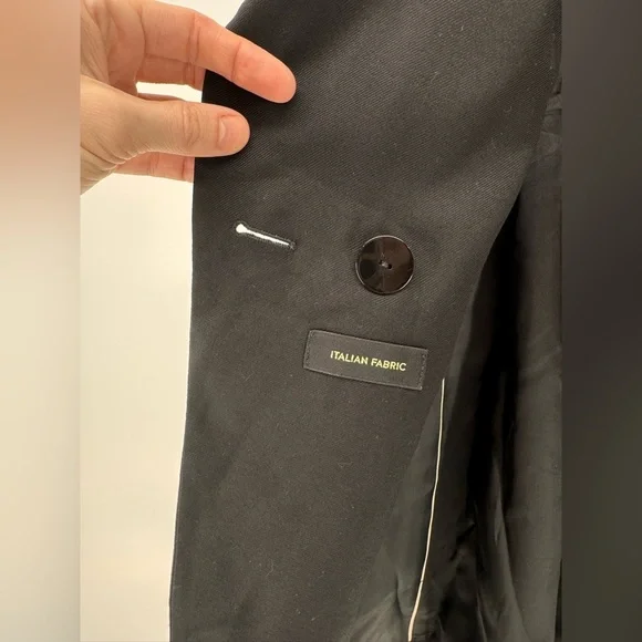 Massimo Dutti Womens Blazer Size 4 Black Double Breasted Career Office Jacket - Picture 9 of 12